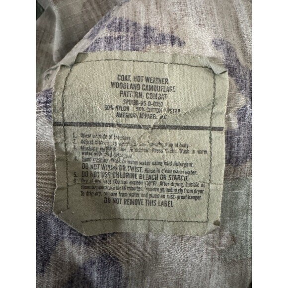 Vintage US Army Hot Weather Woodland Camo Field Coat Jacket 807 Medical Brigade - Picture 11 of 11